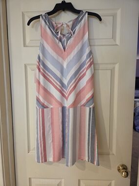 Chelsea & Violet Pastel Striped Sundress in Pink, Blue & White